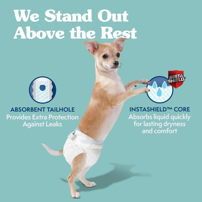 Simple Solution Disposable Dog Diapers, Female Dog Diapers, Puppy Potty Training, Incontinence and Heat Cycle Protection, Extra Small Diapers for Dogs, 9-14 Inch Waist, 30 Count - Image 2